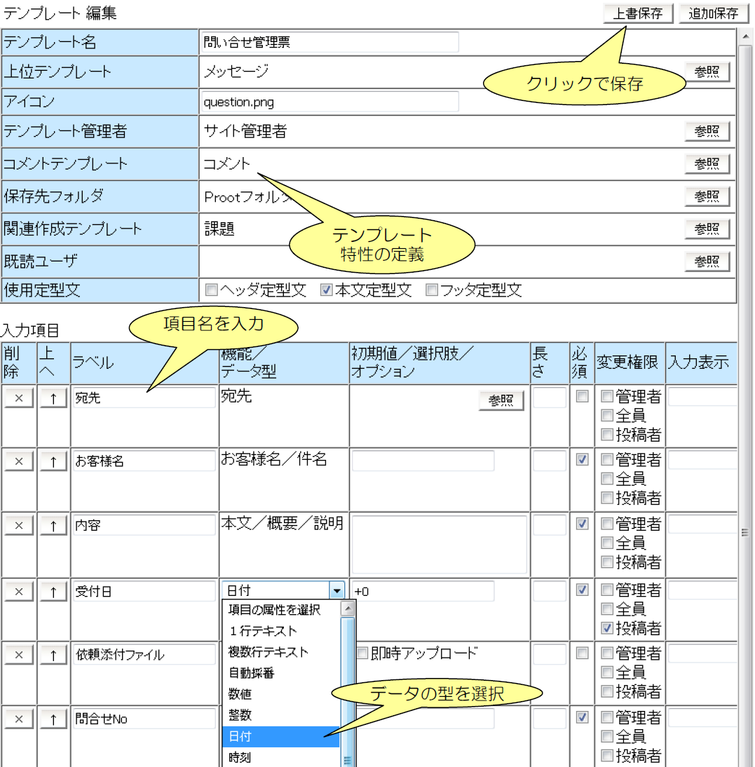 入力項目の追加及び変更