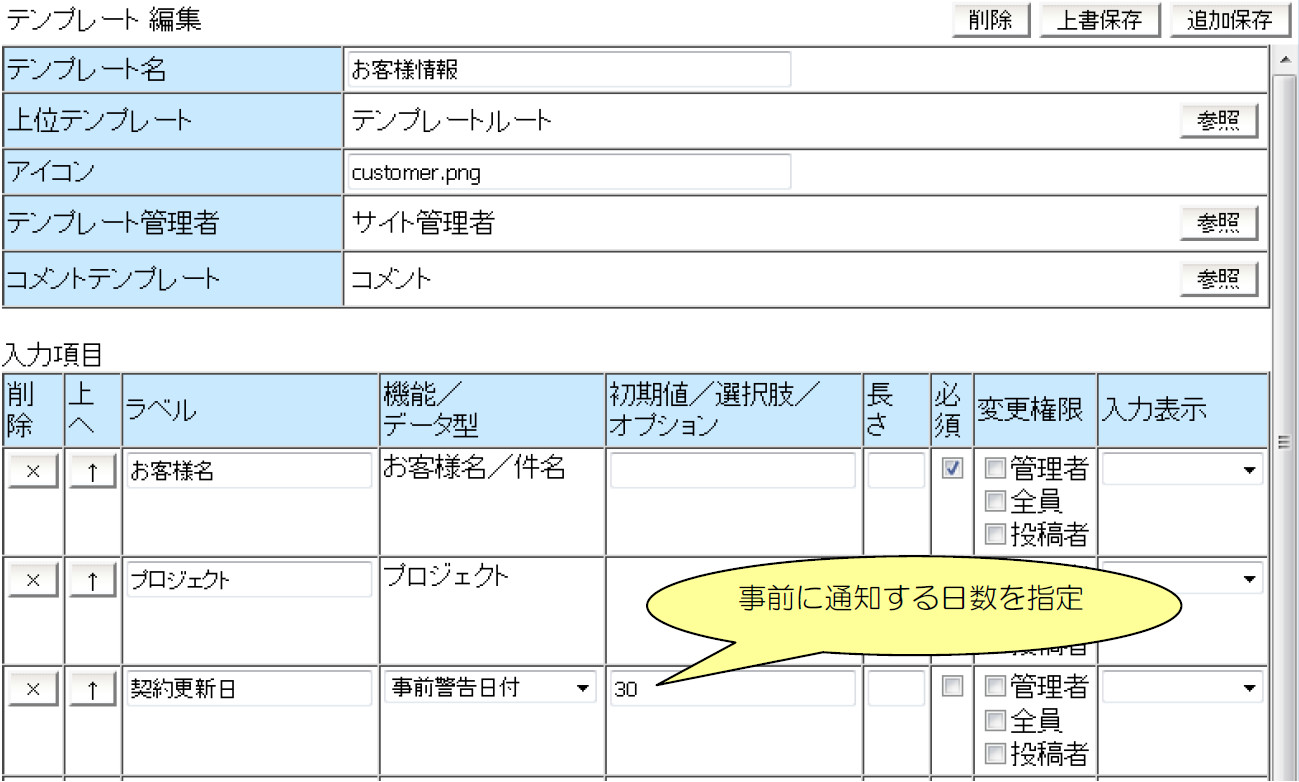 予定日の事前通知